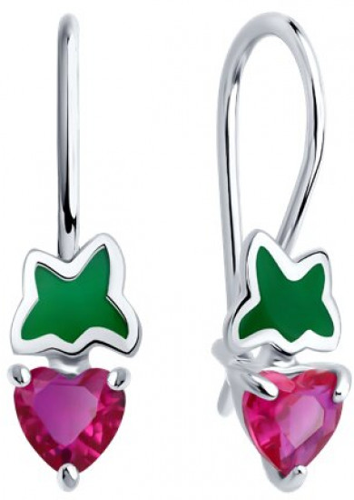 Серьги из серебра с корундами и эмалью