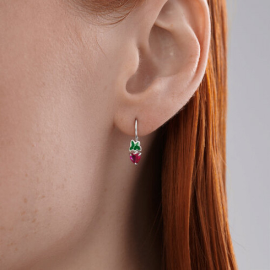 Серьги из серебра с корундами и эмалью