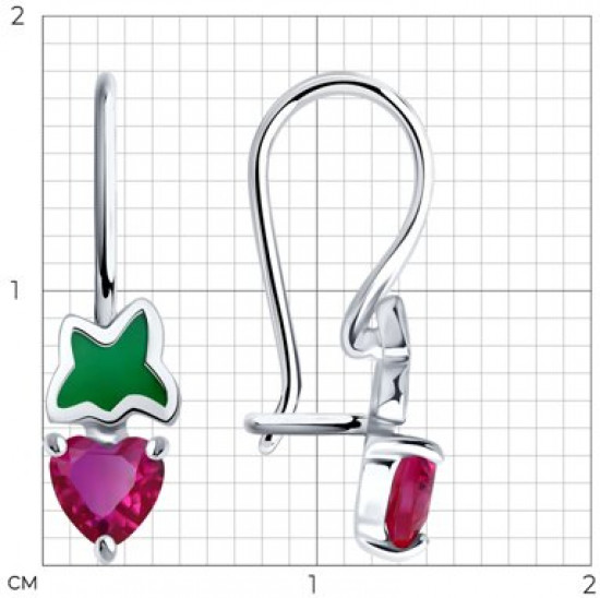 Серьги из серебра с корундами и эмалью