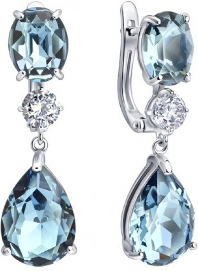 Серьги из серебра с кристаллами и фианитами