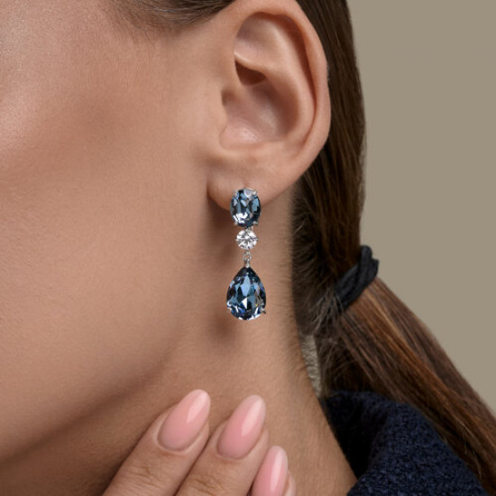 Серьги из серебра с кристаллами и фианитами