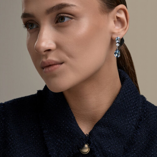 Серьги из серебра с кристаллами и фианитами