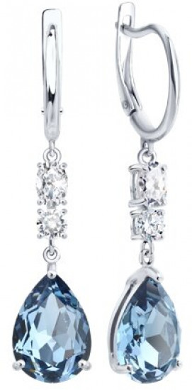 Серьги из серебра с кристаллами и фианитами