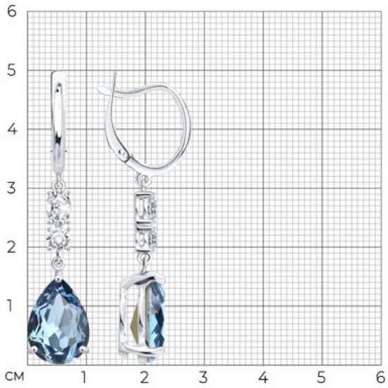 Серьги из серебра с кристаллами и фианитами