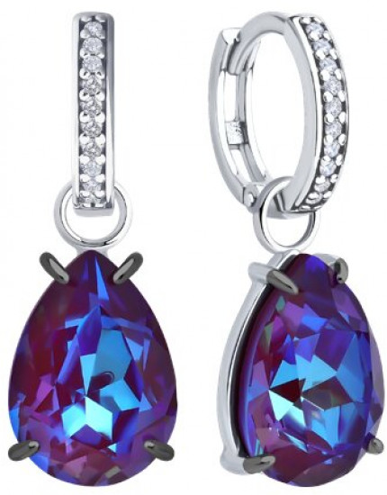 Серьги из серебра с кристаллами и фианитами