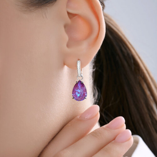 Серьги из серебра с кристаллами и фианитами