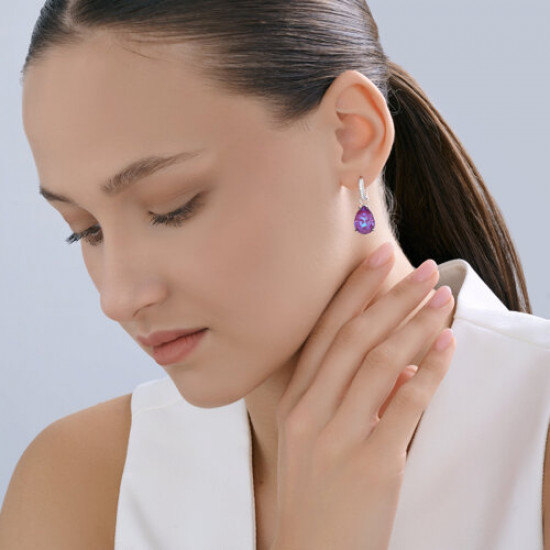 Серьги из серебра с кристаллами и фианитами