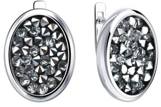 Серьги из серебра с кристальной тканью