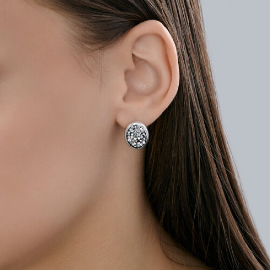 Серьги из серебра с кристальной тканью