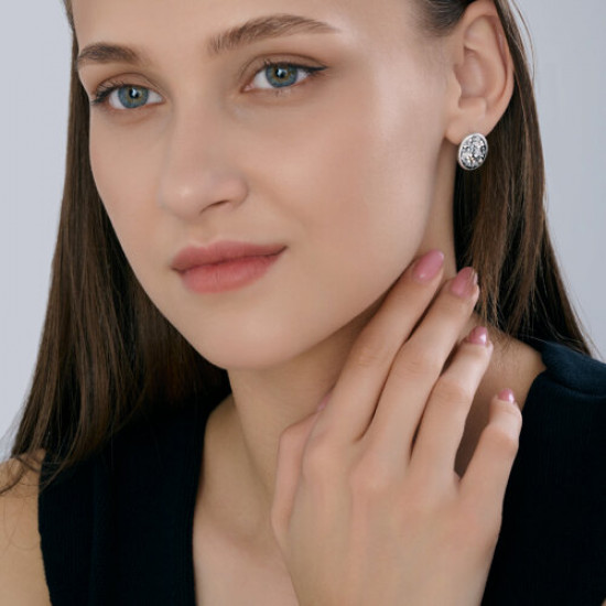 Серьги из серебра с кристальной тканью