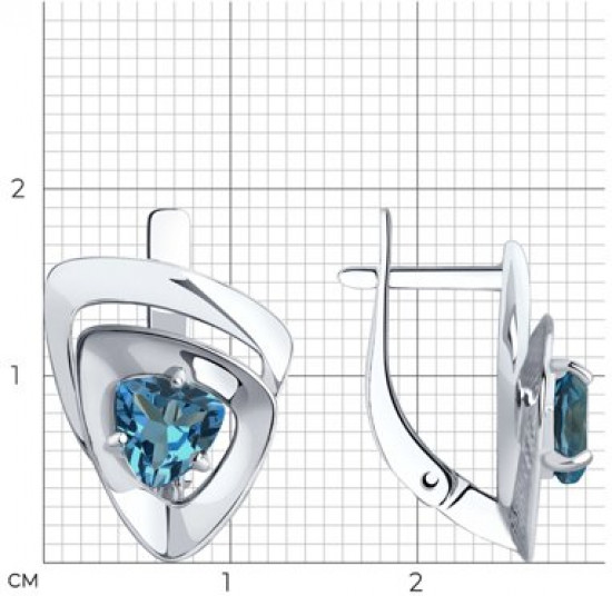 Серьги из серебра с лондон топазами