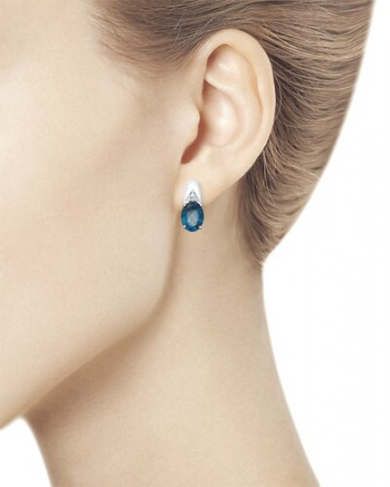 Серьги из серебра с лондон топазами и фианитами