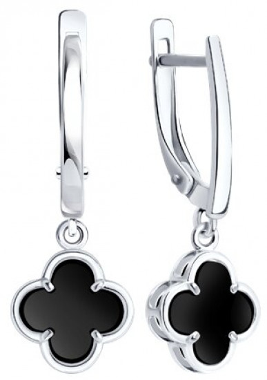 Серьги из серебра с ониксами