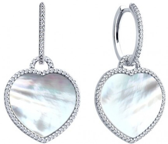 Серьги из серебра с перламутром и фианитами