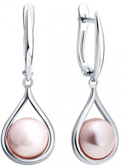 Серьги из серебра с синтетическим жемчугом