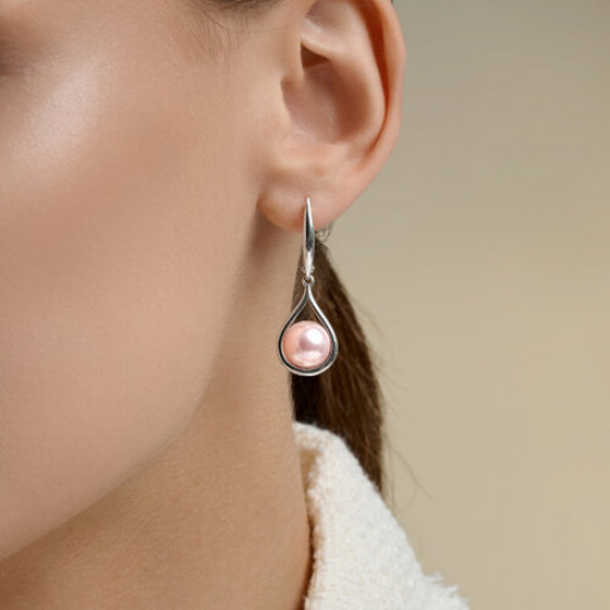 Серьги из серебра с синтетическим жемчугом