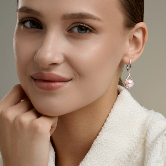 Серьги из серебра с синтетическим жемчугом