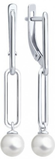 Серьги из серебра с синтетическим жемчугом