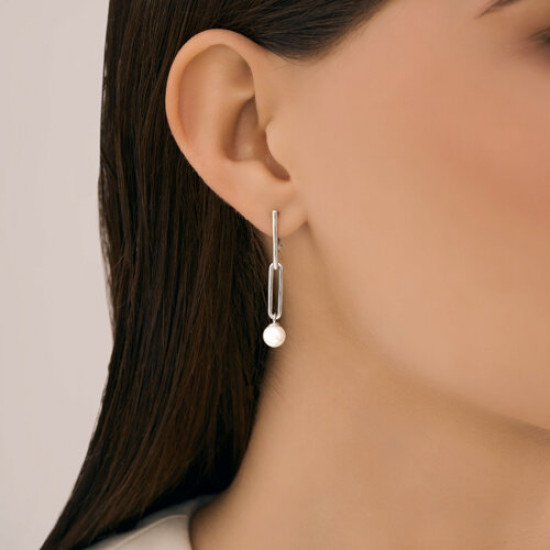 Серьги из серебра с синтетическим жемчугом