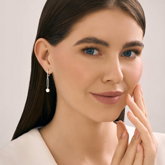 Серьги из серебра с синтетическим жемчугом