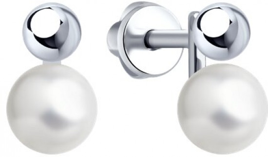 Серьги из серебра с синтетическим жемчугом