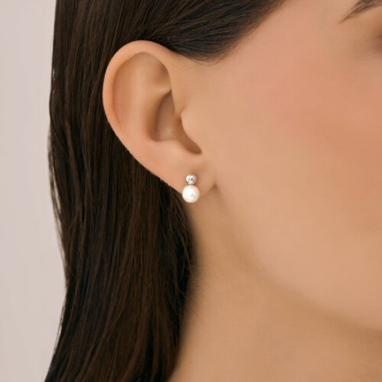 Серьги из серебра с синтетическим жемчугом