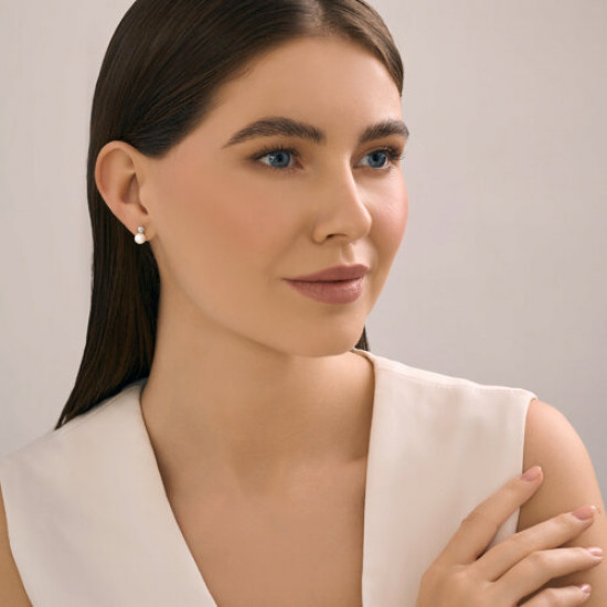 Серьги из серебра с синтетическим жемчугом