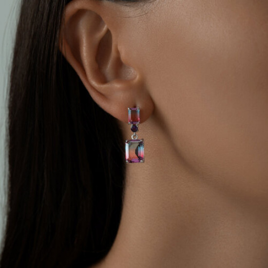 Серьги из серебра с ситаллами и фианитами