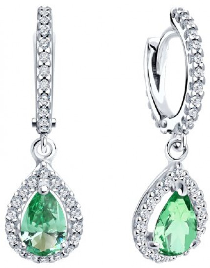 Серьги из серебра с ситаллами и фианитами