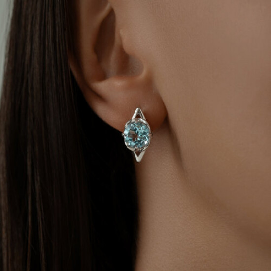 Серьги из серебра с топазами