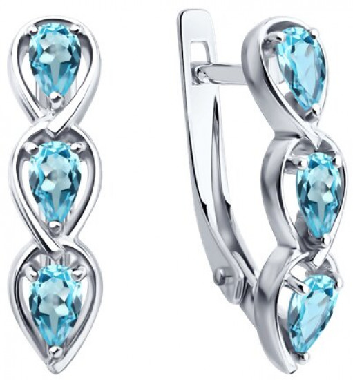 Серьги из серебра с топазами