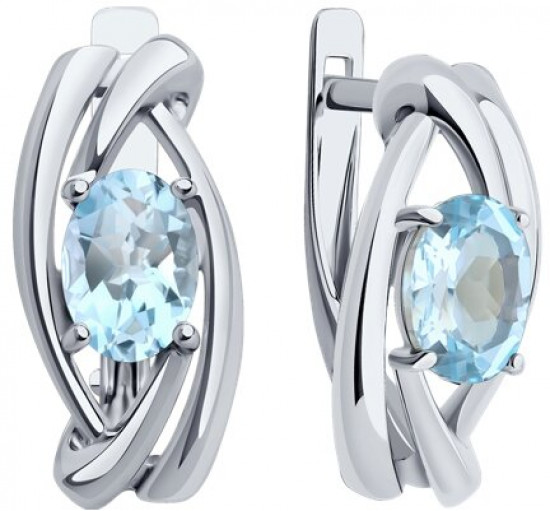 Серьги из серебра с топазами