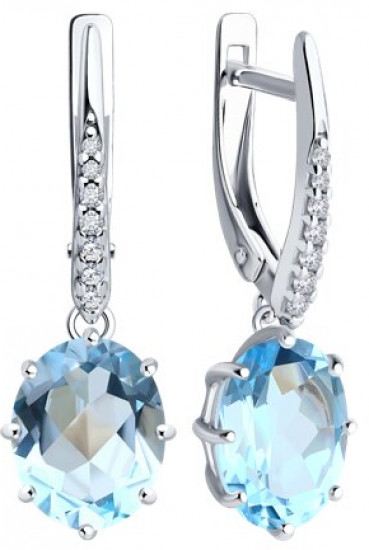Серьги из серебра с топазами и фианитами