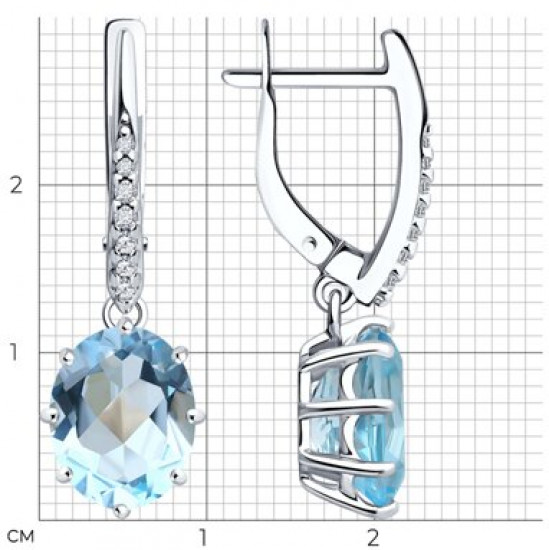 Серьги из серебра с топазами и фианитами