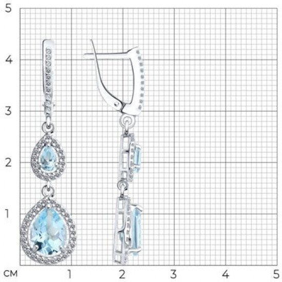 Серьги из серебра с топазами и фианитами