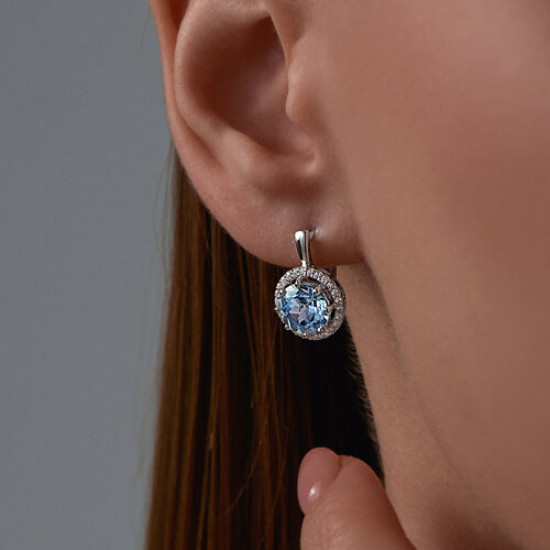 Серьги из серебра с топазами и фианитами