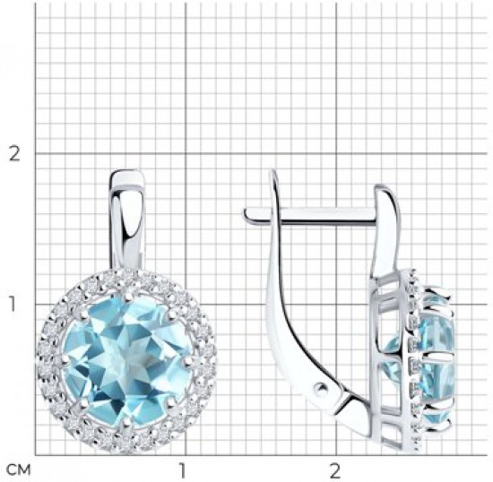 Серьги из серебра с топазами и фианитами