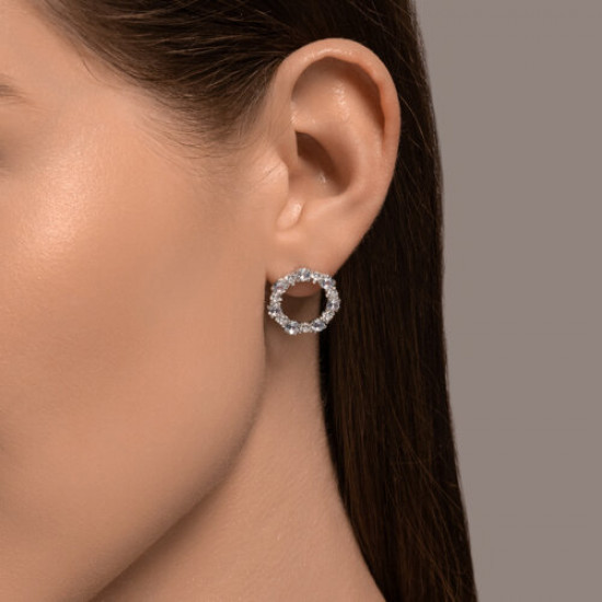 Серьги из серебра с топазами и фианитами