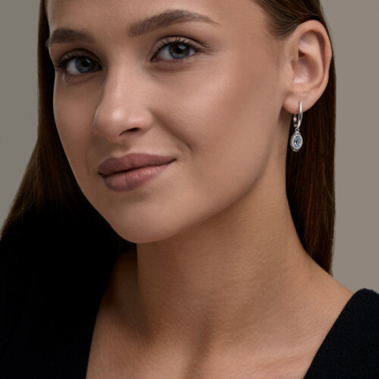 Серьги из серебра с топазами и фианитами