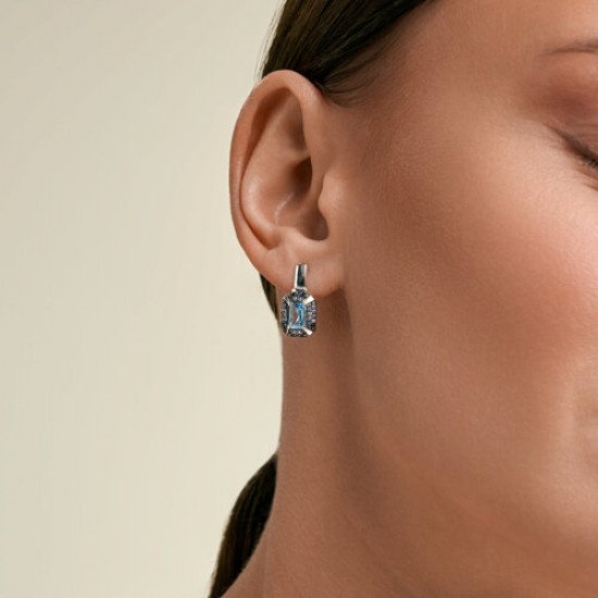 Серьги из серебра с топазами и фианитами