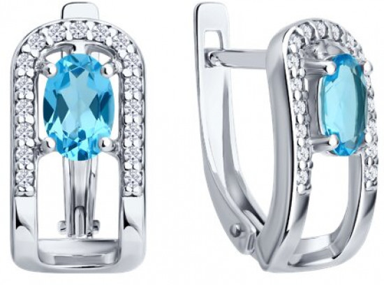 Серьги из серебра с топазами и фианитами