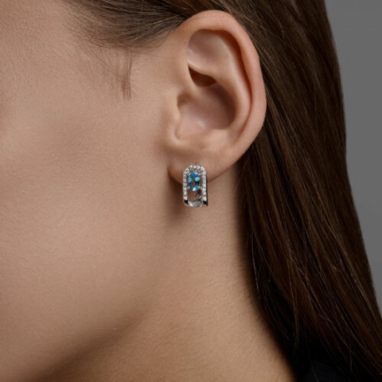 Серьги из серебра с топазами и фианитами