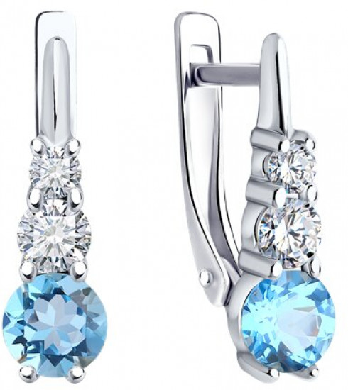 Серьги из серебра с топазами и фианитами