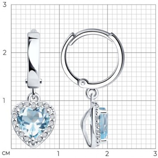 Серьги из серебра с топазами и фианитами