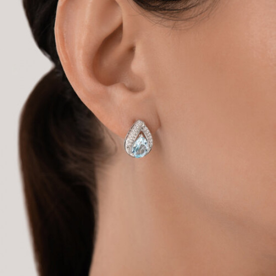 Серьги из серебра с топазами и фианитами