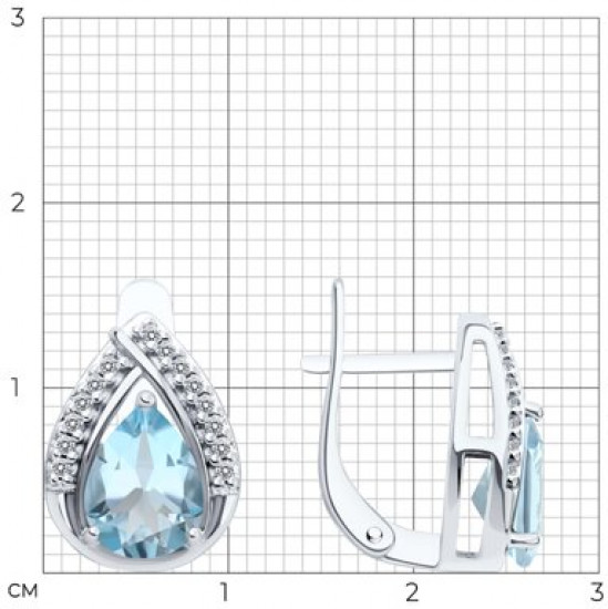 Серьги из серебра с топазами и фианитами