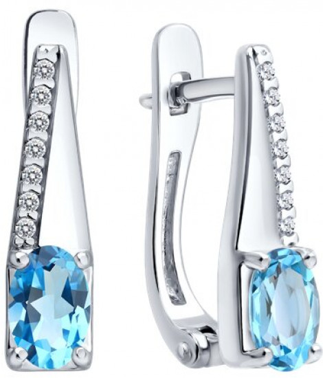 Серьги из серебра с топазами и фианитами