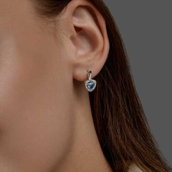 Серьги из серебра с топазами и фианитами