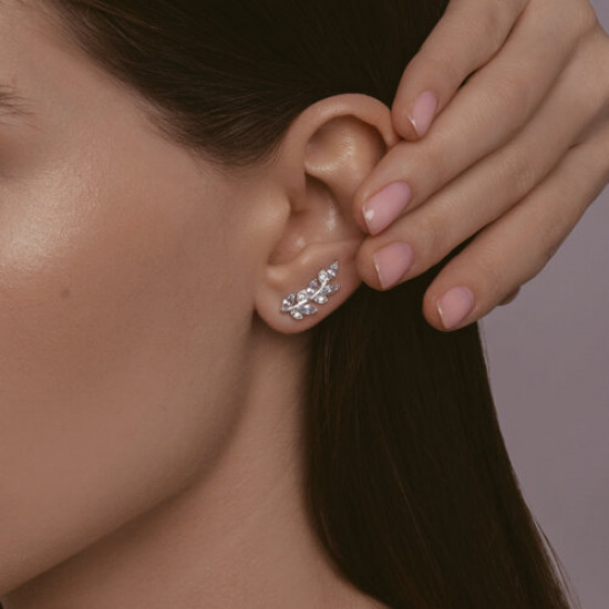 Серьги из серебра с топазами и фианитами