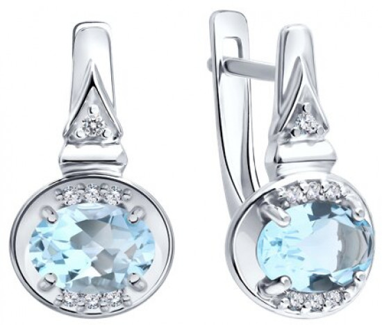 Серьги из серебра с топазами и фианитами